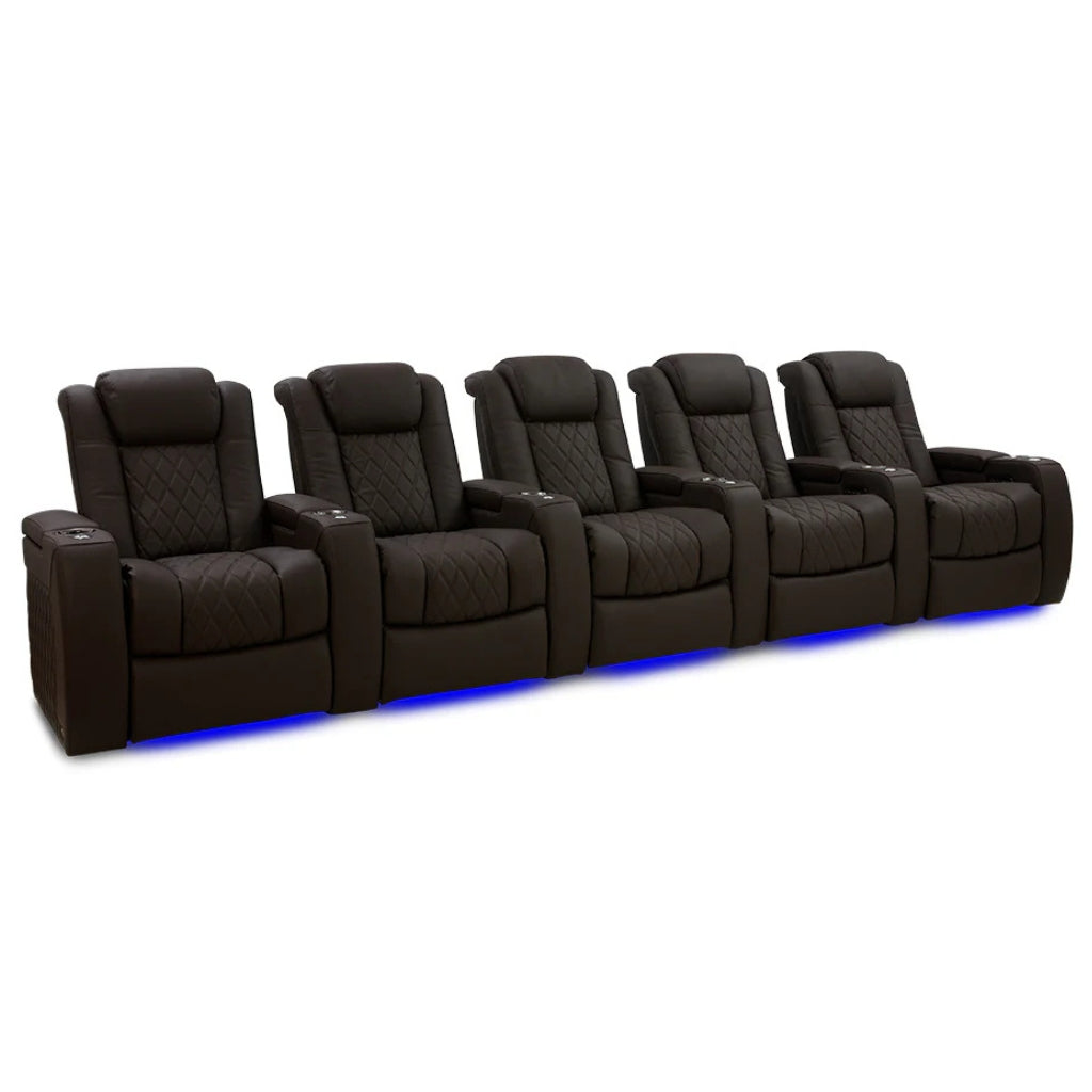 Valencia Tuscany Ultimate Edition Home Theater Seating Dark Roast Row of 5 - Game Room Spot