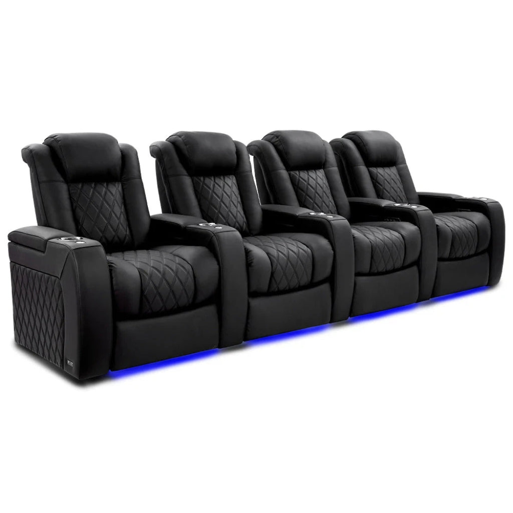 Valencia Tuscany Ultimate Edition Home Theater Seating Onyx Row of 4 - Game Room Spot
