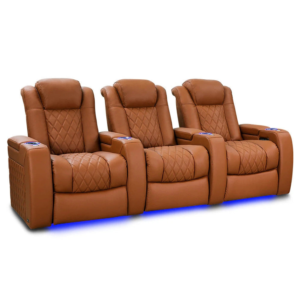 Valencia Tuscany Ultimate Edition Home Theater Seating Royal Cognac Row of 3 - Game Room Spot