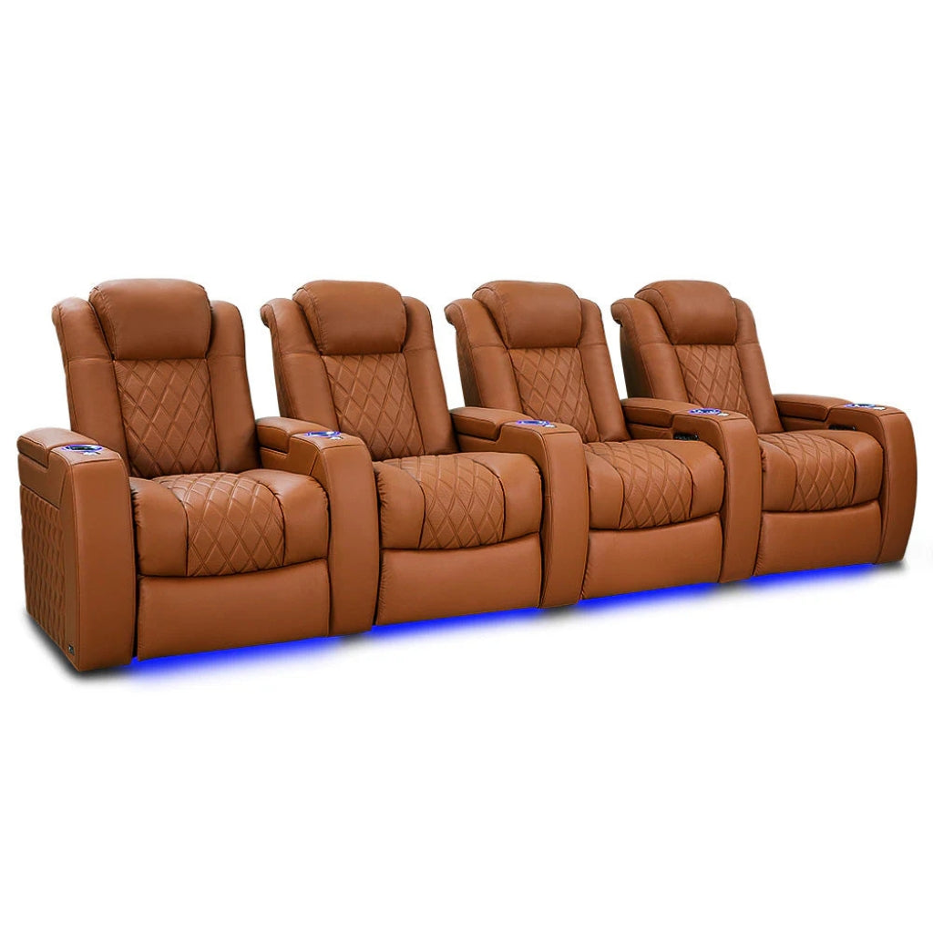 Valencia Tuscany Ultimate Edition Home Theater Seating Royal Cognac Row of 4 - Game Room Spot