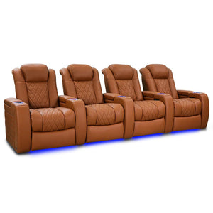 Valencia Tuscany Ultimate Edition Home Theater Seating Royal Cognac Row of 4 - Game Room Spot
