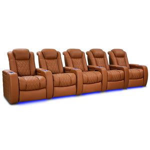 Valencia Tuscany Ultimate Edition Home Theater Seating Royal Cognac Row of 5 - Game Room Spot