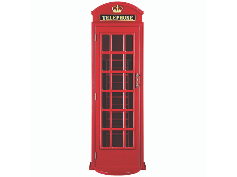 RAM Game Room Old English Telephone Booth Floor Cue Holder