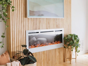 Touchstone Sideline 50" White Recessed Electric Fireplace