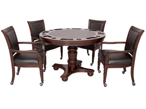 Hathaway Bridgeport 48" Poker Table and Dining Top with 4 Arm Chairs