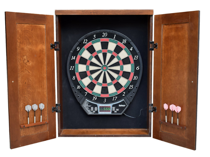 Outlaw Dart Board Cabinet with Official Electronic Scoring Soft