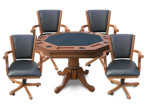 Hathaway Kingston 48" Poker Table Combo Set with 4 Arm Chairs - oak finish