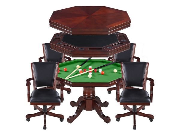 Harvil 3 In 1 Poker Table with 4 Chairs - 3N1OAK