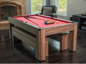 Hathaway Newport 7 Foot Pool Table Combo Set with Benches on Display