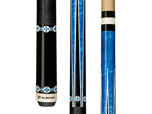 Players Blue Stained Maple with White Cross Graphic Cue