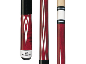 Players Crimson Birdseye Maple with 4 Overlay Points Cue