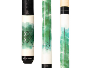Players White with Green Watercolor and Foil Graphic Cue