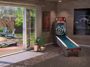 Skee-Ball Home Arcade Premium with Indigo Cork on Display